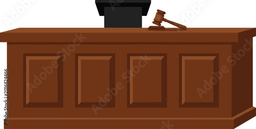 Cuadro en lienzo Courtroom Judge Desk Illustration with Wooden Bench, Gavel, and Legal Justice El