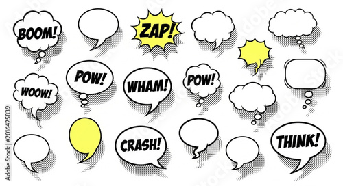 Fotografija Collection of comic book speech bubbles and sound effects.