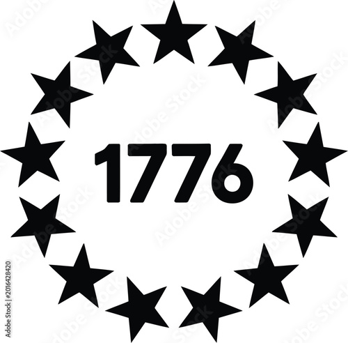 1776 Patriotic Star Circle Design – American Independence Day Symbol Graphic