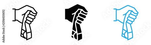 Photos Hand holding crystal icon set line solid and outline styles