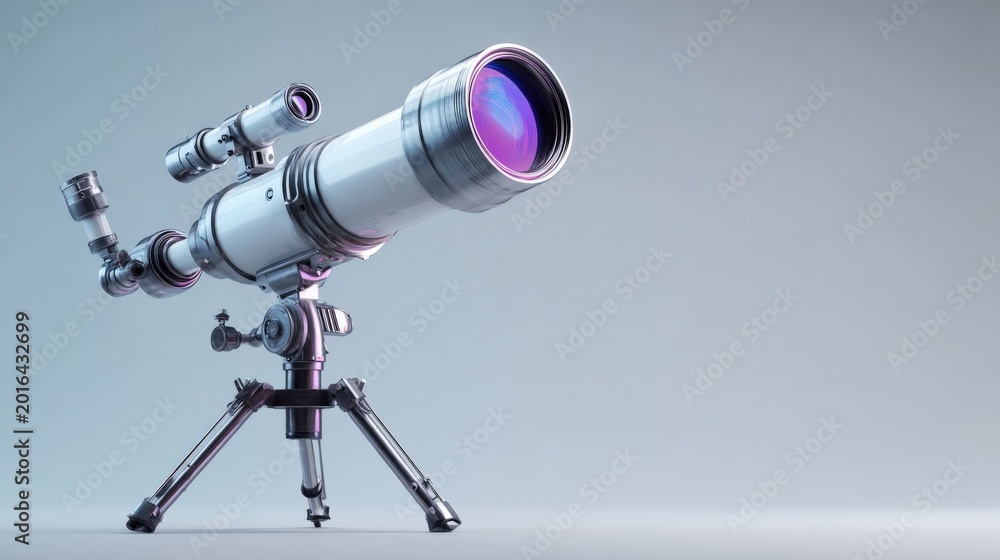 Fototapeta premium High-tech astronomical telescope on a tripod, exploring the universe with advanced optics and scientific discovery