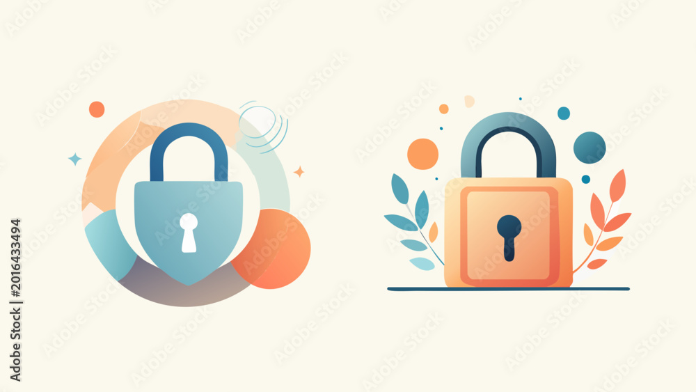 Fototapeta premium Secure your data with digital padlock icons, representing protection and privacy in a stylized, modern design