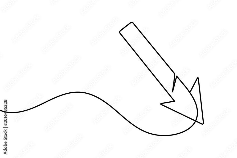Fototapeta premium Minimalist continuous one line art arrow curve pointing up for finance and profit growth concept