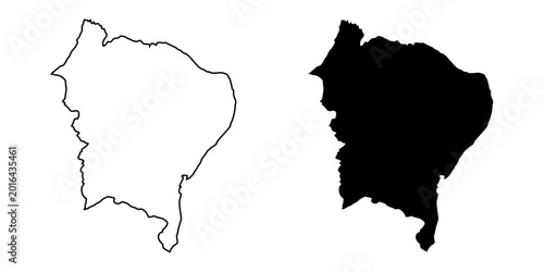 Bild auf Leinwand Vector illustration of a map of northeastern (nordeste) Brazil.