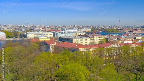Tableau sur toile Spring Panorama Of Saint Petersburg With Alexander Garden, Admiralty And Kunstka