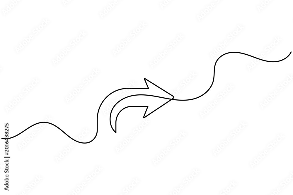 Obraz premium Arrow wave moving forward continuous line drawing business trend concept