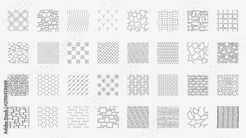 Collection of 30 diverse line art patterns and textures for backgrounds and design graphic