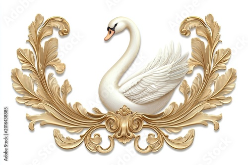 Antique swan illustration with decorative frame. Perfect for heritage inspired design and elegant branding.