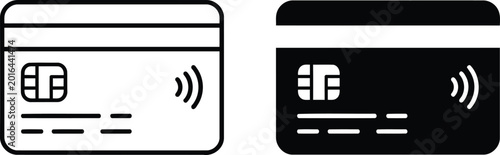 Foto Credit card icons black and white contactless vector illustration