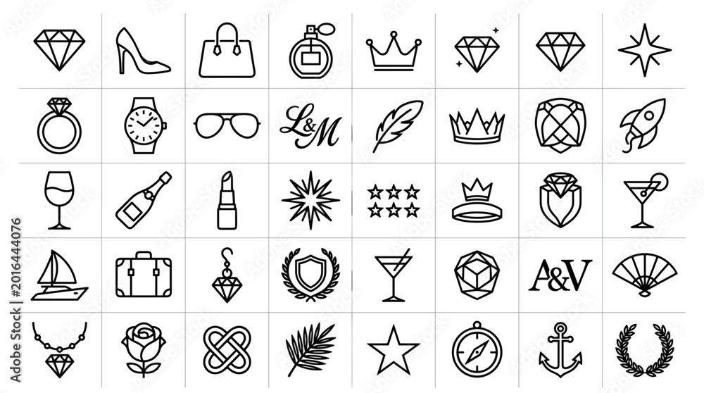 Fototapeta premium Collection of luxury and beauty icons.