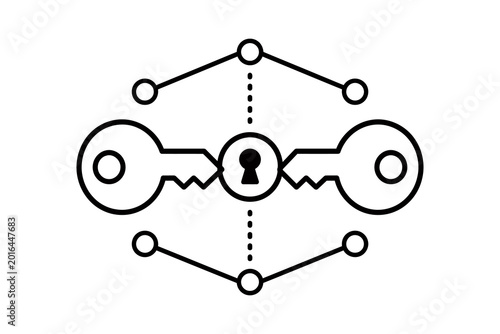 Tablou pe pânză Lock icon with keyhole and keys in a simple abstract design