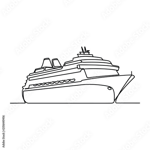 Foto Cruise ship outline vector illustration on white background