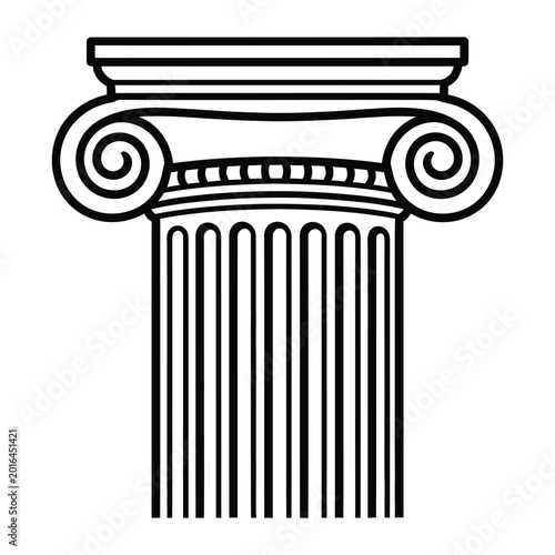 Stylized line drawing of an ancient Greek Ionic column capital