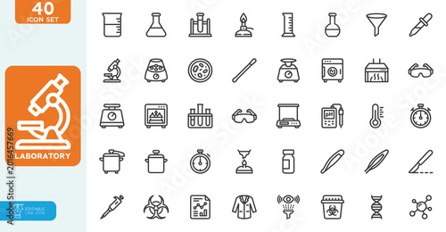 Tableau sur toile Laboratory Vector illustration Line Editable Icons set