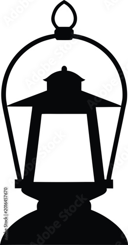Lantern portable glass and metal light source silhouette.