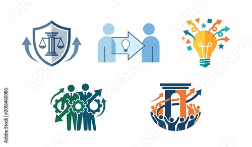 Schilderij op canvas Business ethics and moral values abstract metaphor vector illustration set