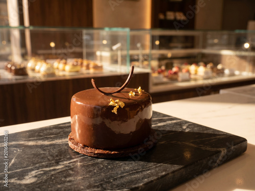 Premium chocolate cake dessert presentation