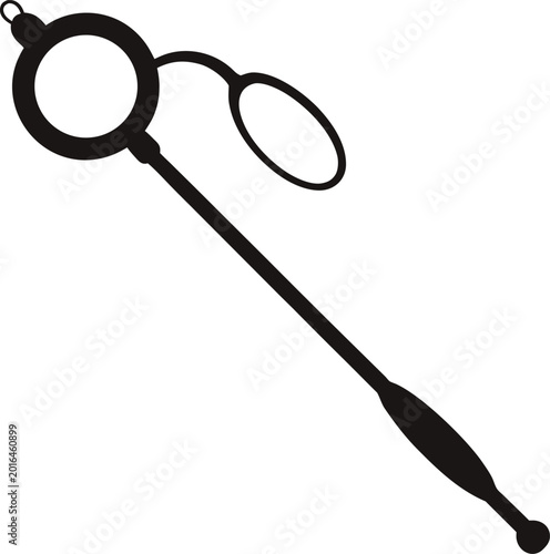Lorgnette eyeglasses held by a long handle silhouette