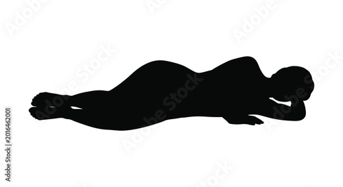 Fotografija lying person silhouette on a white background