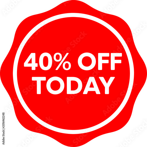 Free Download Forty Percent Off Today Red Sale Badge - GFXLoad
