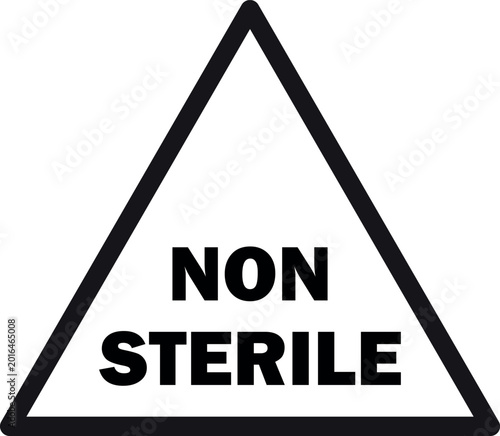 Non sterile triangle medicine icon isolated on white background . Non sterile warning triangle icon for medical products . Vector illustration