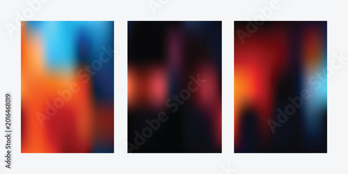 Abstract Blurred Neon Gradient Background Set with Vibrant Orange Blue and Red Light Effects