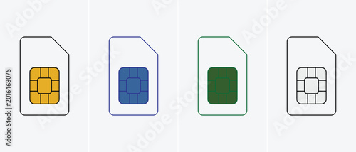 Tableau sur toile sim card icons colorful vector illustrations on white background