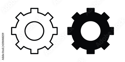 Settings gear icon editable vector. Solid and line icons.