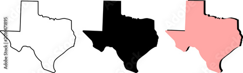 Foto Set of texas state map outlines isolated on white background
