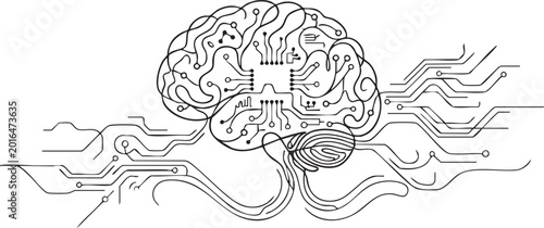 Brain circuit board illustration