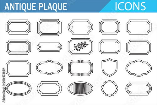 Fotografie Ornate vintage frame icons set with badges borders and signs