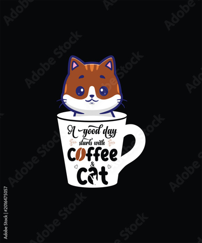A good day starts with coffee and cat