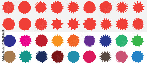 Bild auf Leinwand Set of red and other colors starburst