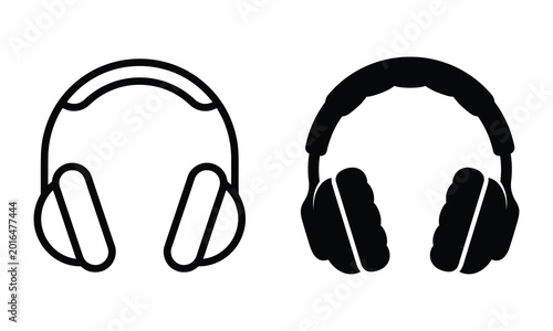 Headphones Icon Set Audio Music Listening Device Symbol