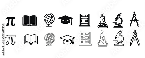 Education and Science Icon Set School Learning Vector Illustration