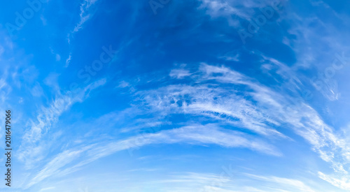 Photography Panorama blue sky with white fluffy clouds