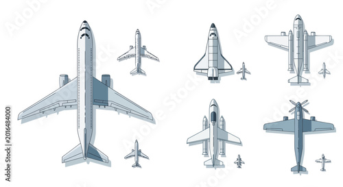 Diverse Aircraft Collection: Jets, Shuttle, Propeller Plane, and Miniatures