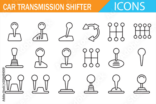 Foto Manual and automatic gear shift icons in minimalist line art style