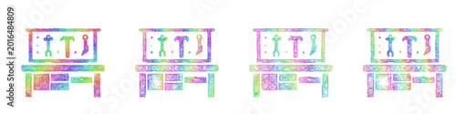 Quadro su tela Rainbow color sketch workbench icon design set