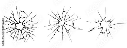 Broken Glass Crack Effect Vector Collection