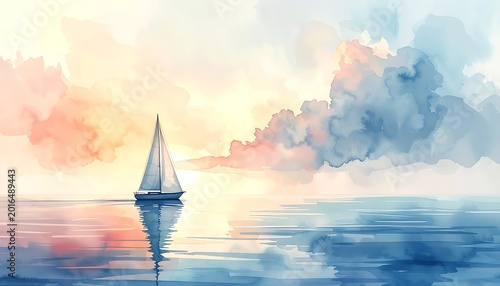 A serene sailboat on calm waters at sunset (1)
