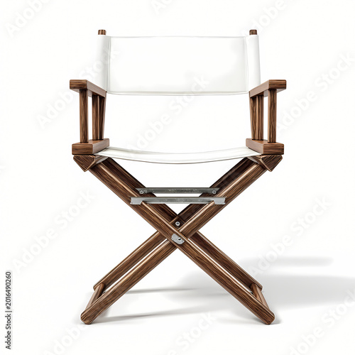 director chair minimalistic design, isolated on white background, realistic fabric texture