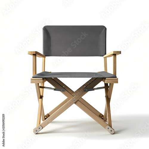 director chair minimalistic design, isolated on white background, realistic fabric texture