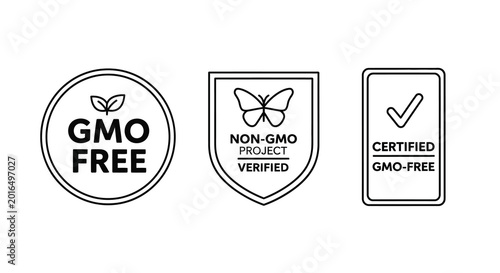 Quadro su tela Gmo free labels non gmo project verified icons and certified gmo free seals