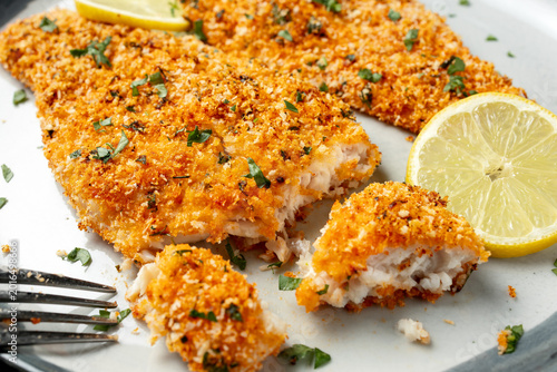 Crispy Breaded Basa Fillets with Lemon