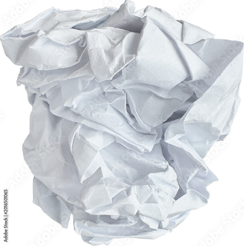 White torn crumpled paper texture cutout