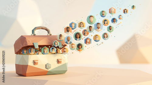 3D Digital Networking and Online Community Communication Concept

