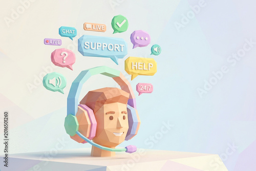 Low Poly Customer Support Icon Concept