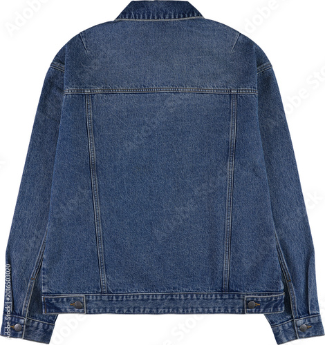 Bild auf Leinwand Back view of classic blue denim jacket isolated on transparent background for fa