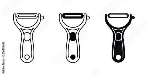 Foto Kitchen Peeler Icons, Vegetable Slicer Tools, Food Prep Utensils, Cooking Gadget